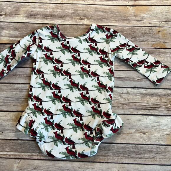 Kate Quinn Organic Cardinal Print Winter Ruffle Bodysuit 12-18m - Picture 6 of 8